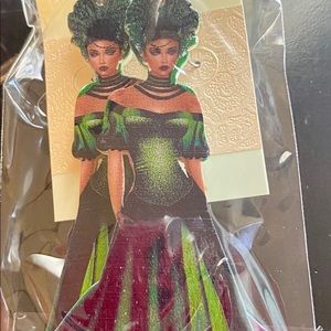African American Black Woman Wooden Earrings